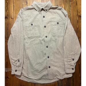 Duluth Trading Shirt Mens Medium Relaxed Fit Tan Workwear